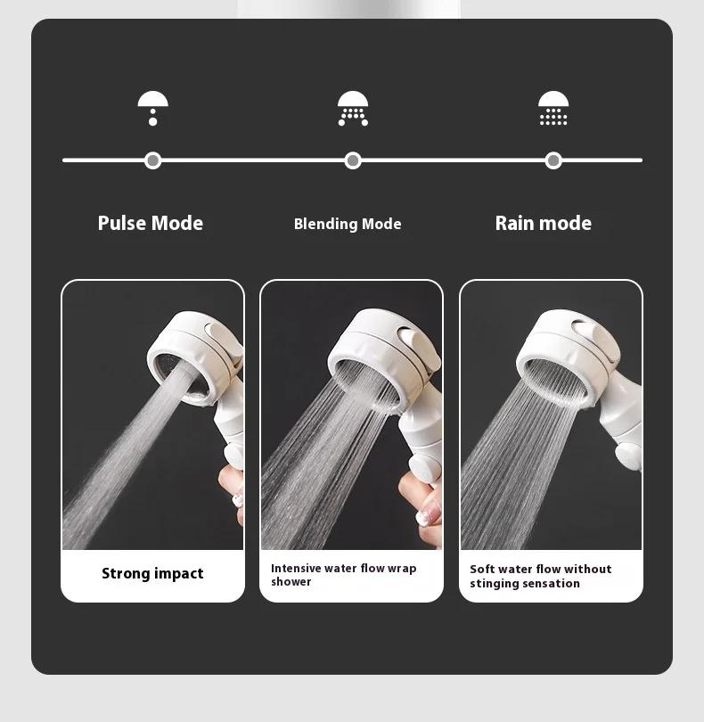 Portable Travel Filtered Shower Head 3 Modes Universal Shower Spray Shower Accessory Household Handheld Shower Nozzle
