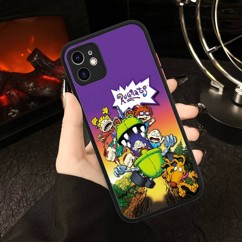 

Cartoon Funny R-Rugrats For IPhone 16 15 14 13 12 11 Pro Max X XS MAX Plus Translucent Black Phone Cover iphone 13pro max