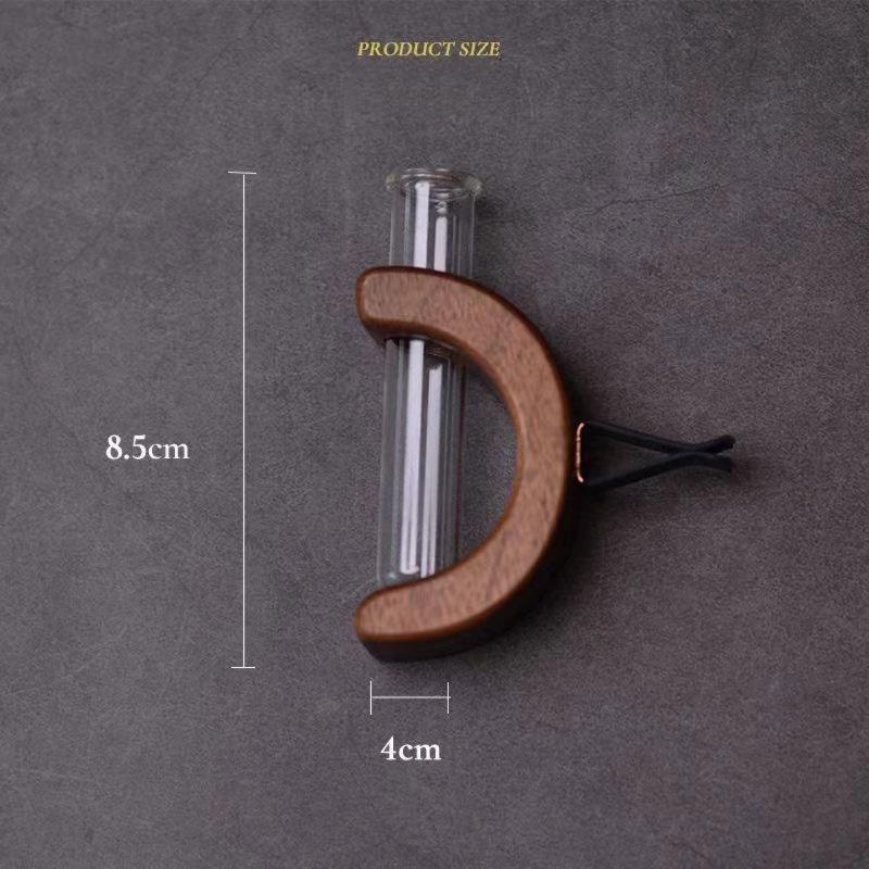 

Car Air Conditioner Vent Flower Inserting Ornament Solid Wood and Glass Car Vase