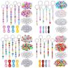 DIY Beaded Keychain Craft Kit, 566-Piece Set with Letter Beads, Cords and Metal Key Rings for Personalized Name Designs