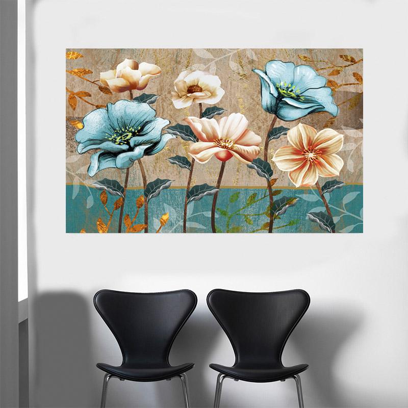 

Классическая картина с цветами на холсте, белые золотые постеры и принты, настенная картина с пейзажем для гостиной, домашний декор, без рамки 21*30cm