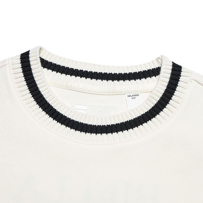 Fila Heritage Fashion Classic Comfortable French Knit Pullover Sweatshirt Women Sweatshirt Fog-Lotus-White F11W548202FIV