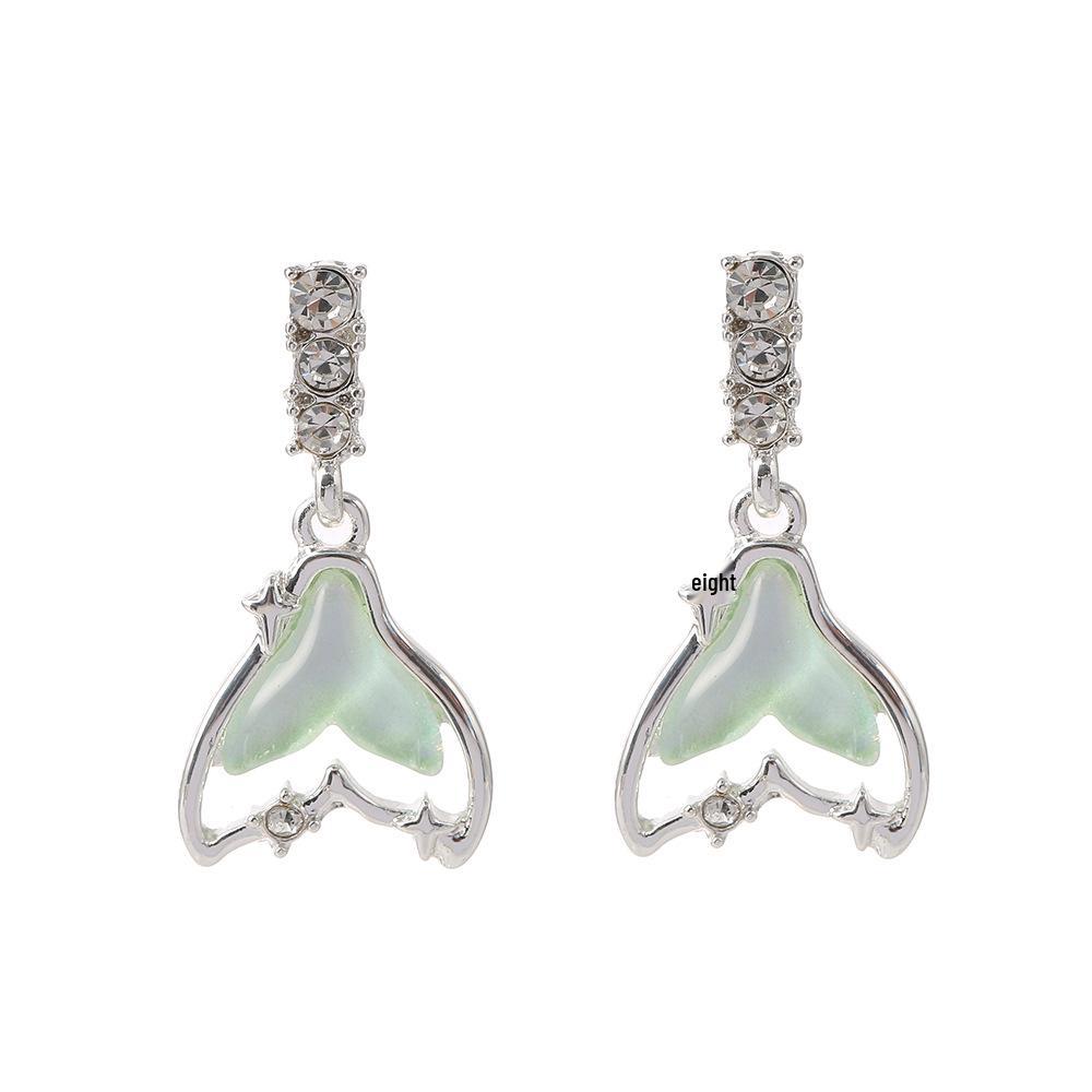 925 Silver Fishtail Zircon Earrings - Elegant, Trendy, Niche Luxury