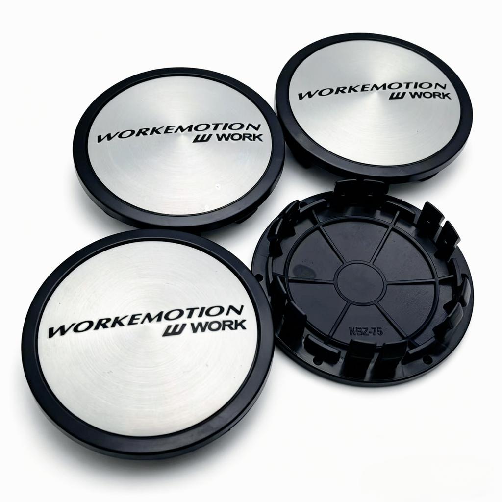 4pcs JDM W Work Emotion Logo Emblem Car Wheel Center Caps 75MM Clips 65MM Rim Hubcaps Dust Cover Wheels Hub Cap Car Accessories