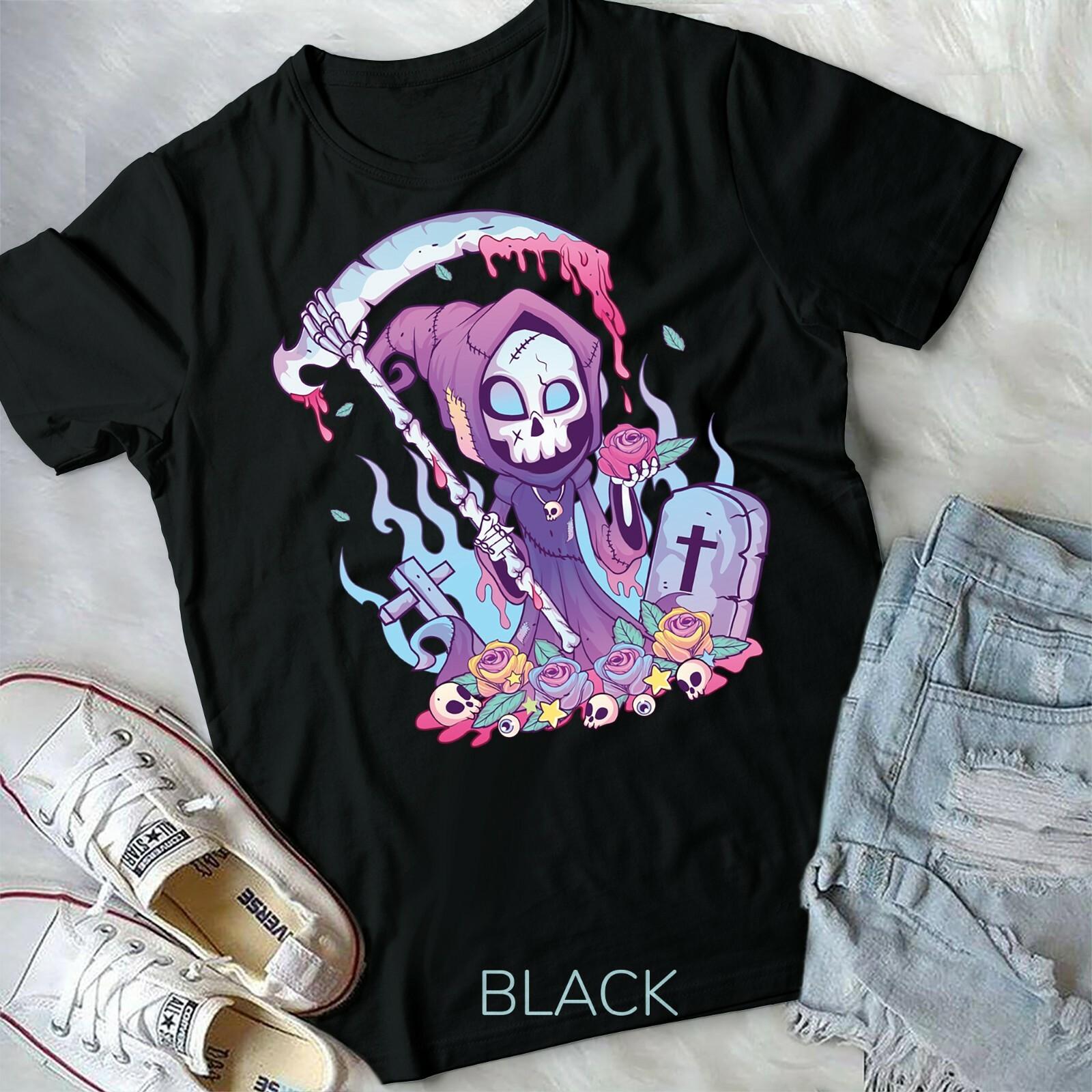Pastel Goth Creepy Death Grim Reaper Kawaii Occult Menhera Unisex Form T-shirt XXL