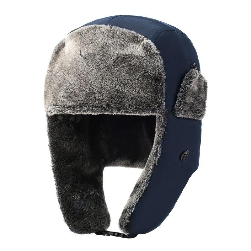 Winter Warm Fleece-Lined Ear-Protective Beanie Hat Skiing Cycling Outdoor Windproof Unisex Cap