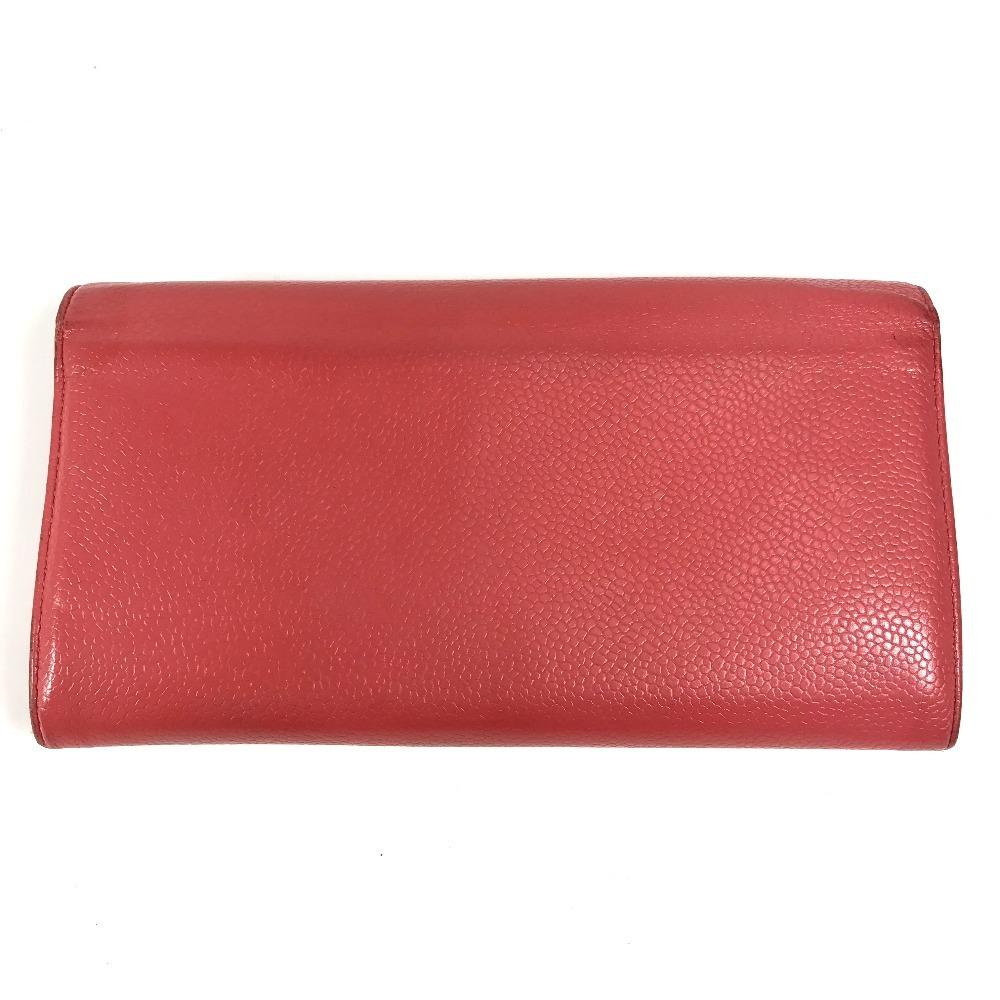 Chanel CC CC Mark Logo Long Wallet Flap Long Wallet Caviar Leather RedBased