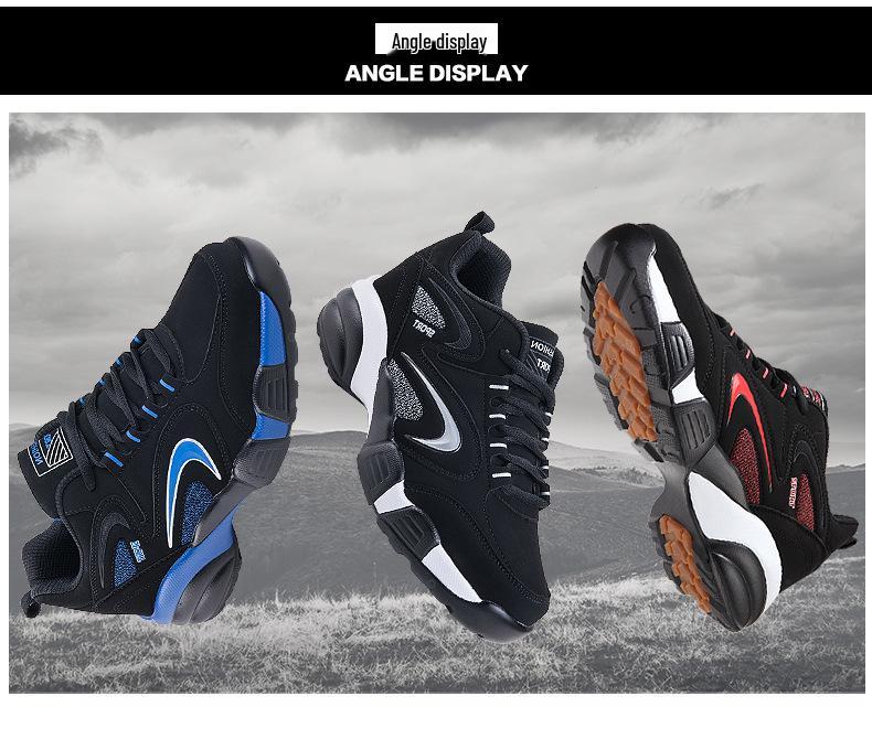 Men's Sport Running Shoes with Cotton and Fleece Lining - Warm Air Cushion Sneakers for Hiking and Walking