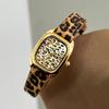 GEDI Woman Watch Elegant Wristwatches Ladies Watches Luxury Vintage Niche Leopard-Print Leather Strap Quartz Watches