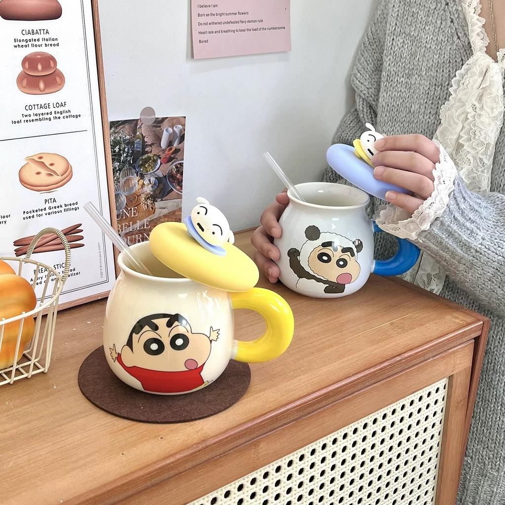 Crayon Xiaoxin Mug Birthday Gift Girls Practical Ceramic Cup With Lid Breakfast Milk Couple Cup Souvenir