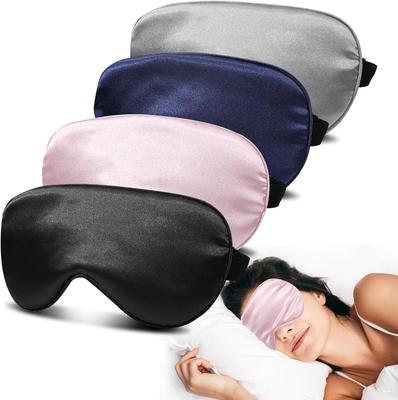 4er-Pack Seiden-Schlafmaske - 100% Verdunkelung, Null Augendruck, Augenbinde mit verstellbarem Band, Superweiche Reise-Augenabdeckungen