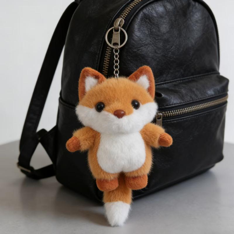 Großhandel Niedlicher und Exquisiter Tier-Plüschanhänger Kawaii Fuchs Spielzeug Hübscher Pfau Schlüsselanhänger Rucksackanhänger Kindergeburtstagsgeschenk