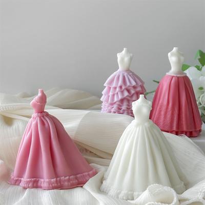 Bridal Wedding Dress Silicone Mold for Crafting Soap Evening Skirt Aromatherapys Candle Mould Home Decoration Tool
