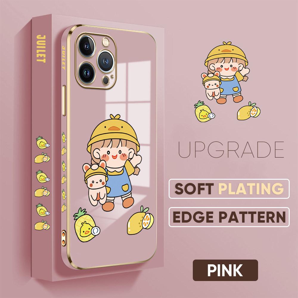 For iPhone 16 15 Max Samsung S24 S23 Plus A15 A35 A53 A73 Xiaomi 11T 12T 13T Redmi 13C Lovely Girl Pattern Full Lens Protect Shockproof Casing