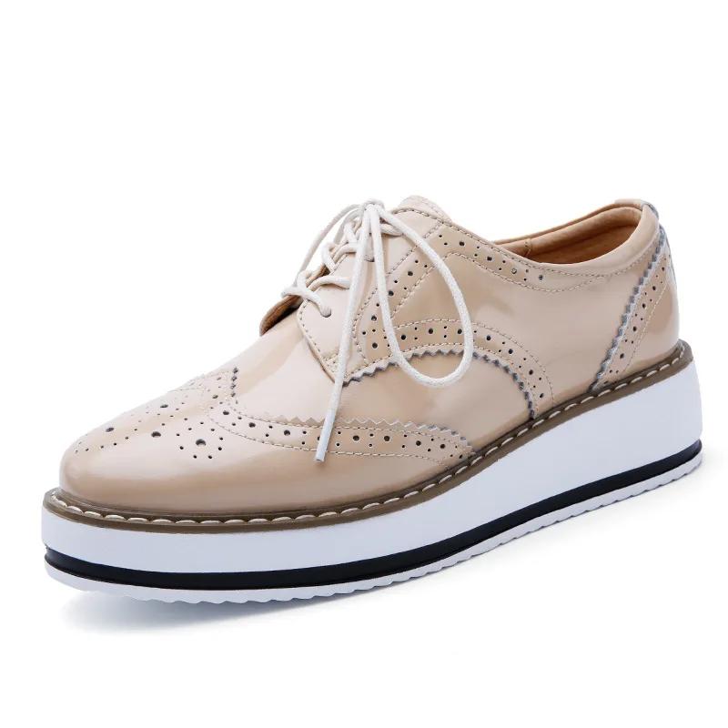 Fashion Women Platform Flats Leather Lace Up Classic Bullock Footwear Female 2025 Spring Autumn Oxford Shoes Plus Size 43 Zapatos Mujer