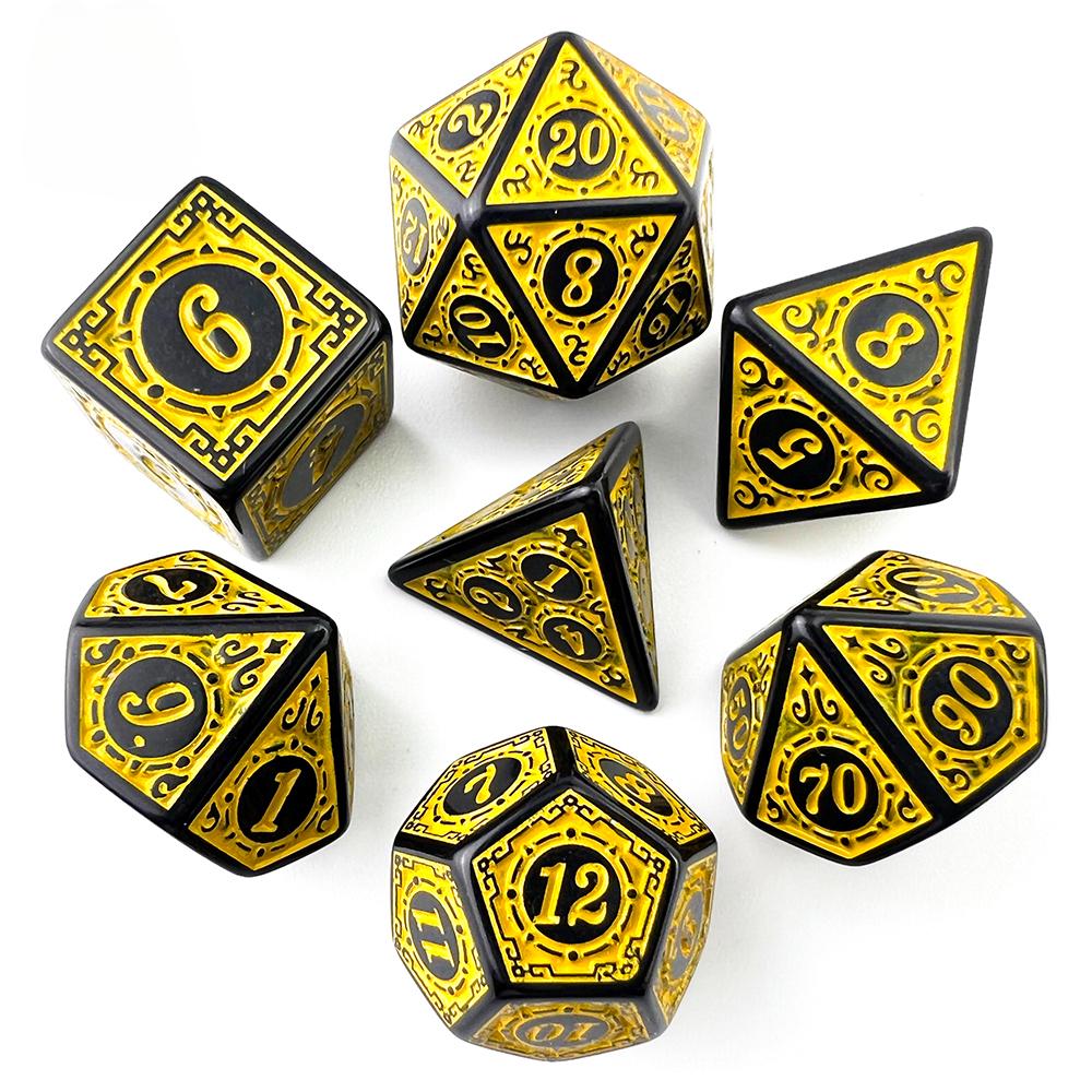 Dice Collection Polyhedral Dice High Quality Plastic Dice Collection Unique Pattern Stunning Classic Style Font Style Ideal for Role Playing Games