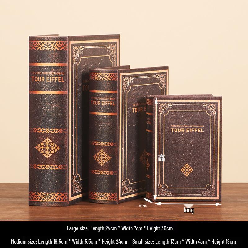 Scaffale per Libri in Legno Retrò Europeo: Ornamenti Vintage e Scatola Decorativa per Libreria