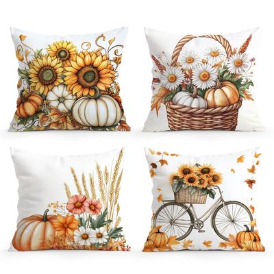 Theme Pumpkin Sunflower Pillowcase Printed Polyester 45x45cm Throw Pillowcover Decorative Sofa Cushion Pillowslip Home Decor