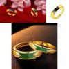 Minimalist Copper Gold Plated Couple Rings Ideal For All Occasions Featuring Striking Black Green Gems