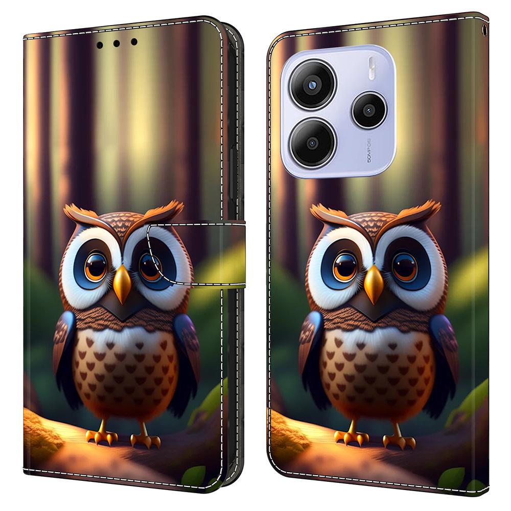 Pro Xiaomi Redmi Note 14 5G Kožené pouzdro Vzorový tisk Peněženka Stojánek Flipový kryt na telefon