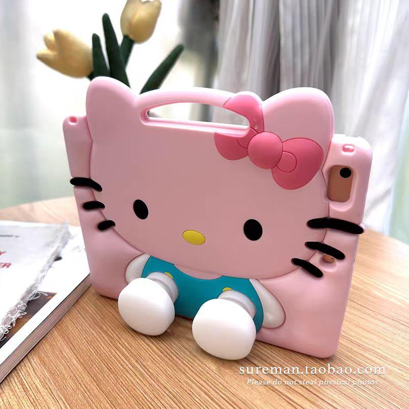 For IPad 9 8 7th Air Mini 2 3 4 5 6 10.9 Pro A16 11 Inch Child Case Cartoon Hangyodon Bracket Silicone Tablet Protective Case