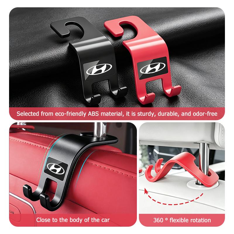 Car Logo Storage Hooks Headrest Hooks Car Seat Hanger Hook For Hyundai Genesis Azera GDI I10 I20 I30 I40 Ix20 Ix35 Accent Y5