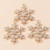 Leslie 5pcs 30*38mm Exquisite Gold Color Christmas Crystal Snowflake Charms for Jewelry Making Women Necklace Earrings DIY Craft