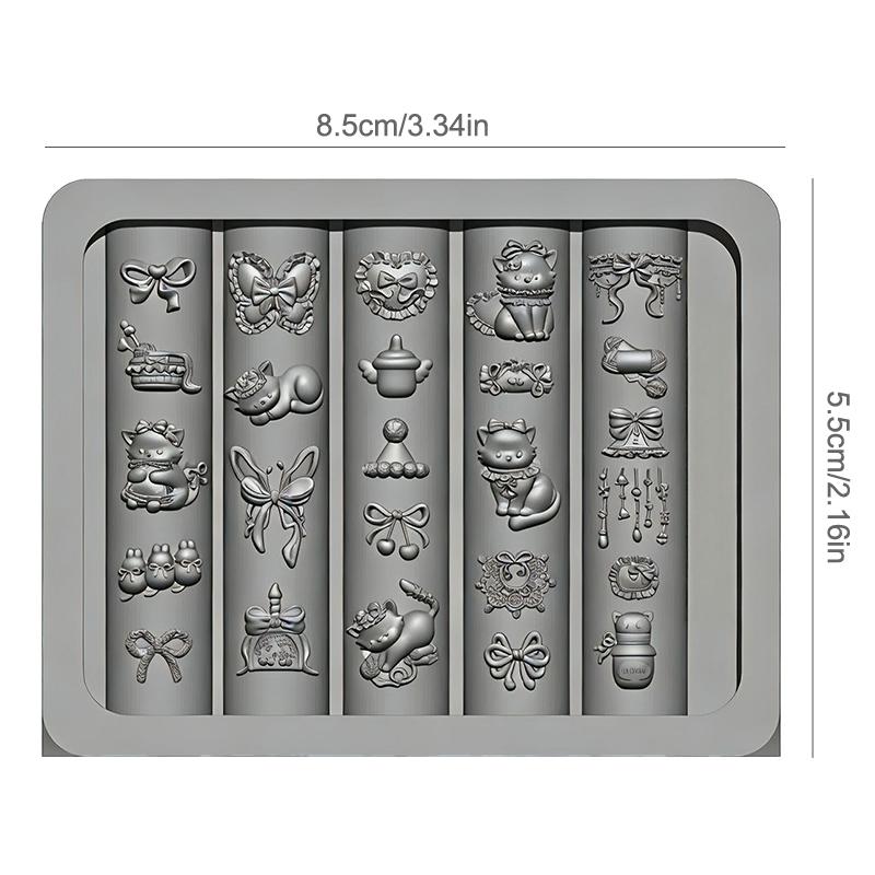 1Pcs Silicone Nail Art Mold Cartoon Cat Bow Style Relief 3D Nail Template Diy Nail Art Decorations Manicure Tool