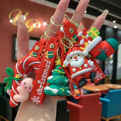 Christmas Cartoon Santa Claus and Snowman Keychain Pendant Gift