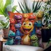 1 pièce Housse de coussin décorative imprimée sur le thème de la famille de dinosaures colorés de dessin animé, Convient pour canapé, chambre à coucher, salon, un cadeau amusant pour les enfants