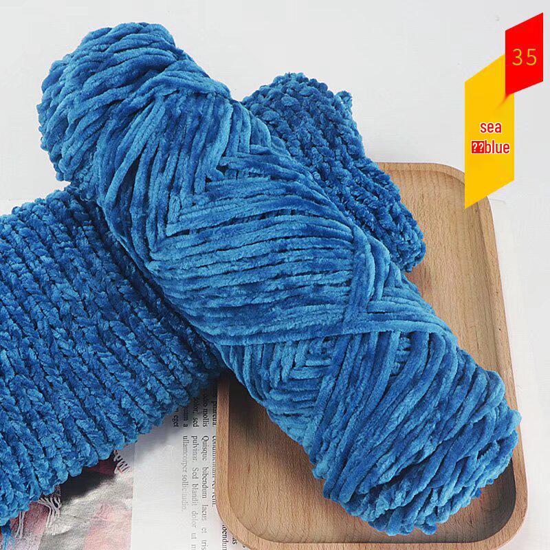 Chenille Golden Silk Velvet Yarn Ball - Medium Thick Glossy Yarn for Hand Knitting and Crochet Slippers.