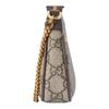 Gucci Ophidia Double G Gold Hardware Brown Leather Trim Handbag Mini Women's Beige and Ebony