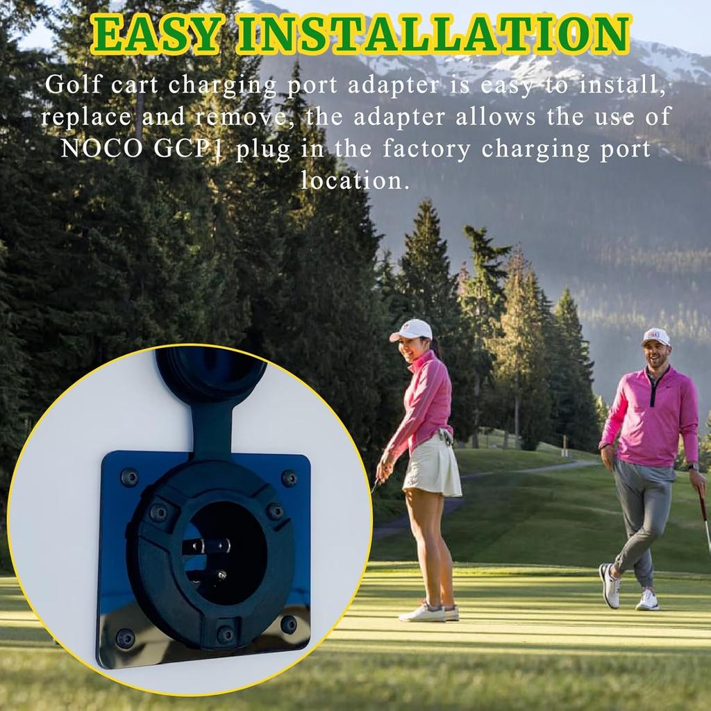 Golf Cart Charging Port Adapter Compatible with Noco GCP1 110v AC 36v EZGO TXT Carts Charging Plug Part Type for Lithium Battery Conversion and