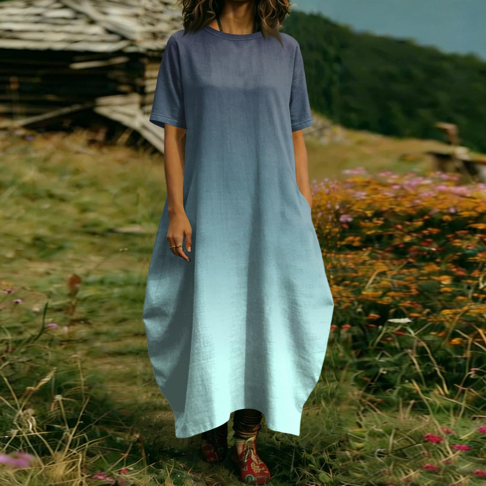 

Women s Fashion Color Short Sleeve Dress With Pocket L армия зеленый