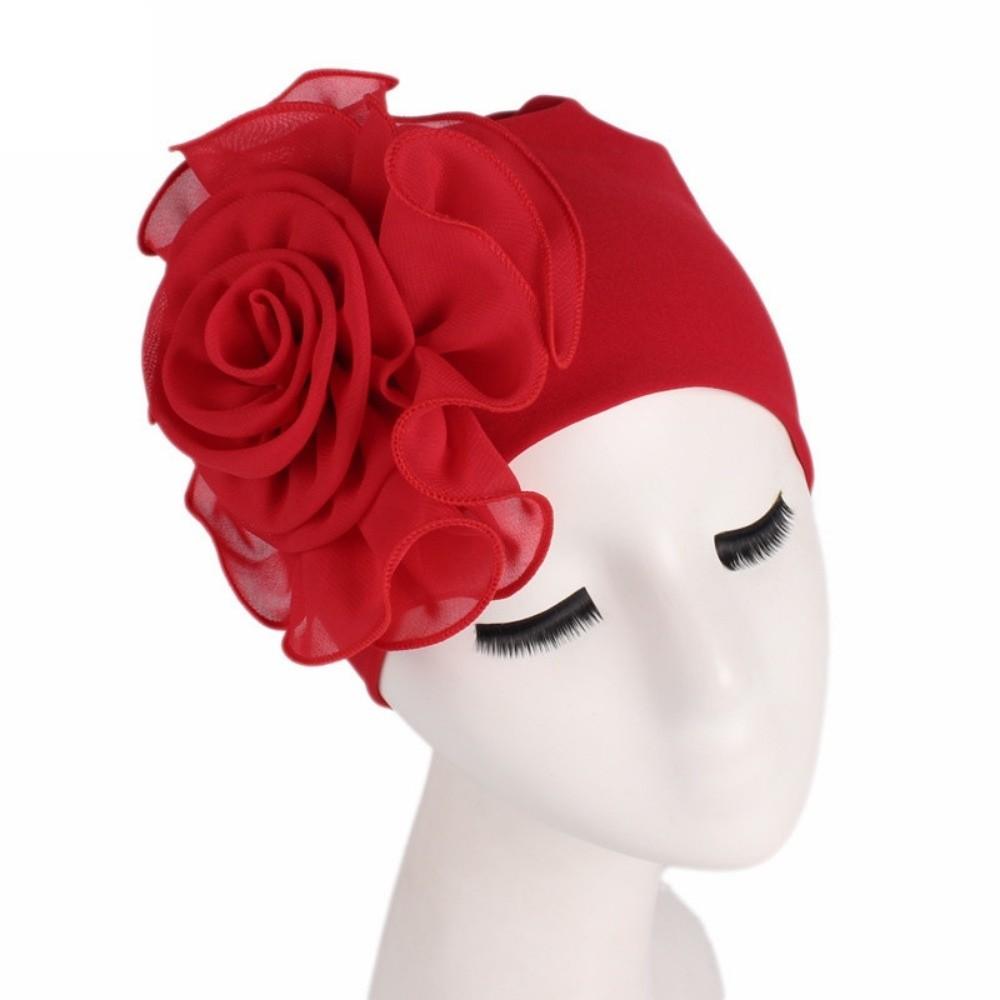 One Size Side Flower Ramadan Hijab Big Flower Islamic Headscarf Women's Turban Cap  Ladies Headwear