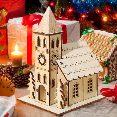 LED Christmas House Light Up Table Cabin 3x Funny Holiday Decoration Cute Desk Ornament for Bedroom Kitchen Farmhouse