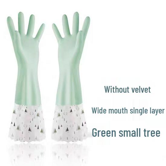 Thickened Rubber Latex Dishwashing Gloves - Waterproof, Durable, Velvet-Lined for Winter Small
