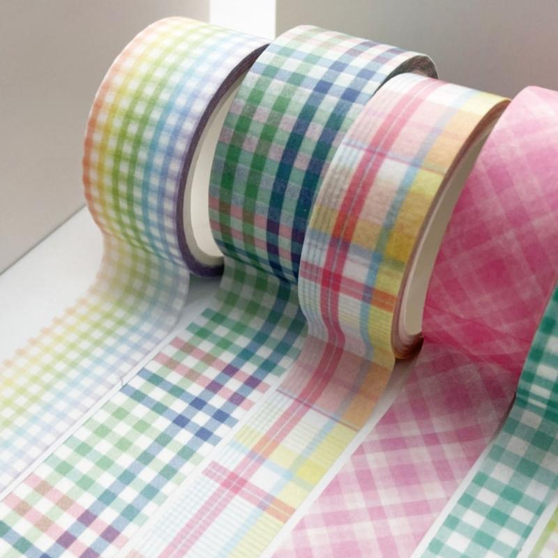 6Rolls Gridded Decorative Tape Scrapbooking Decorative Tape for Journaling Notebook Planner Wrapping 5Meter Per Roll