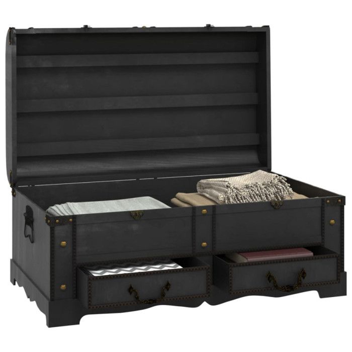 VidaXL Coffre de rangement en bois Large Noir 60797