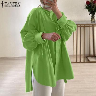 Frauen Casual Langarm Drehen Unten Kragen Lose Knopf Bluse Shirts