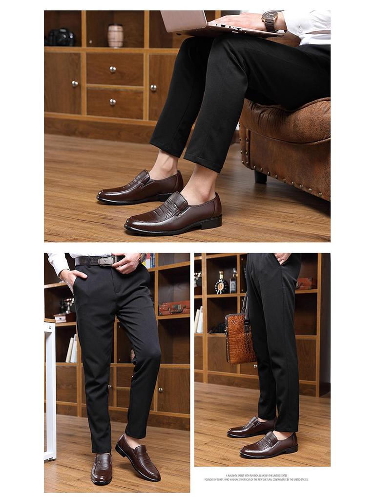 2024 Autumn Men's Soft Sole Casual Leather Shoes - Breathable Business Footwear for Middle-Aged and Elderly
