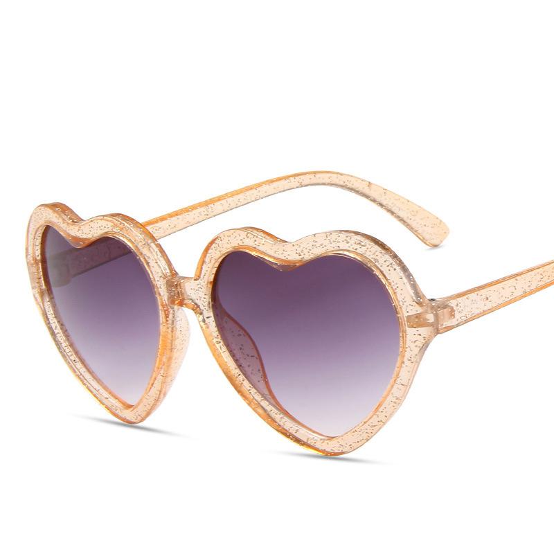 New Cartoon Lovely Sunglasses Heart Shape Frame Flash Crystal Girls Sun Glasses Round Street Beat Eyewear