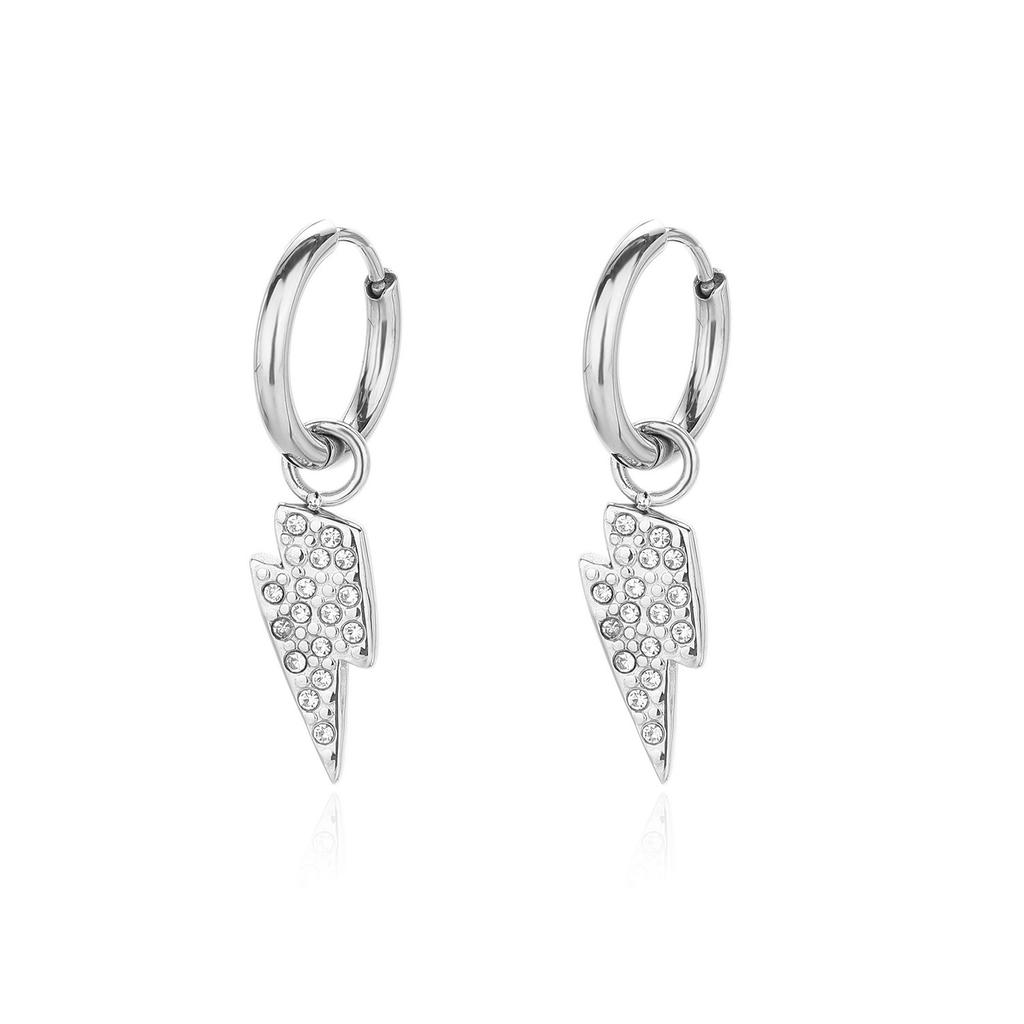 European and American New Lightning Earrings Women's High-end Niche Earrings A Versatile Hip-hop Lightning Diamond Earrings Men 2026