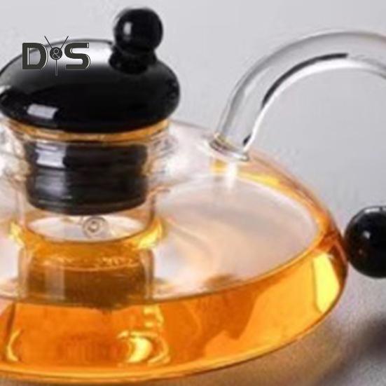 Glass Tea Pot Rat Tail Kettle Large Capacity Teapot with Infusers for Loose Tea 18.5oz High Borosilicate Filtration Teapot