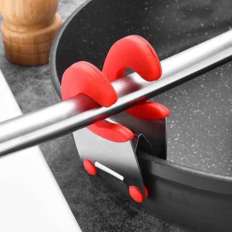 Pot Spoon Holder Pot Clip Holder Anti Scald Silicone Grip For Spoon Spatula Fork Cooking Utensils Spoon Rest Kitchen Accessories