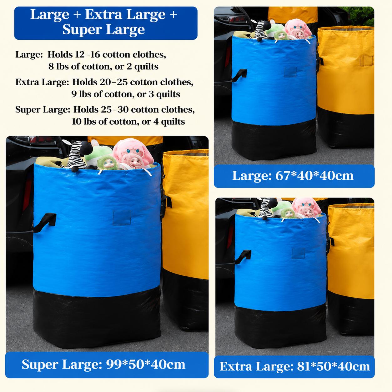 1pcs Large Capacity Waterproof Heavy-Duty Moving Bag Durable Polyethylene Storage Bag for Bedding, Clothes, Quilts, etc
