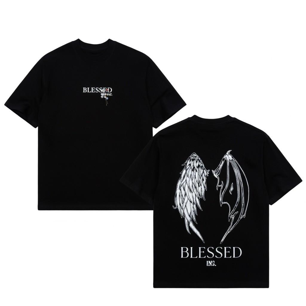 Blessed Angel Devil Wings Gothic Double Sided Aesthetic Memorial Tee Shirt XXXL