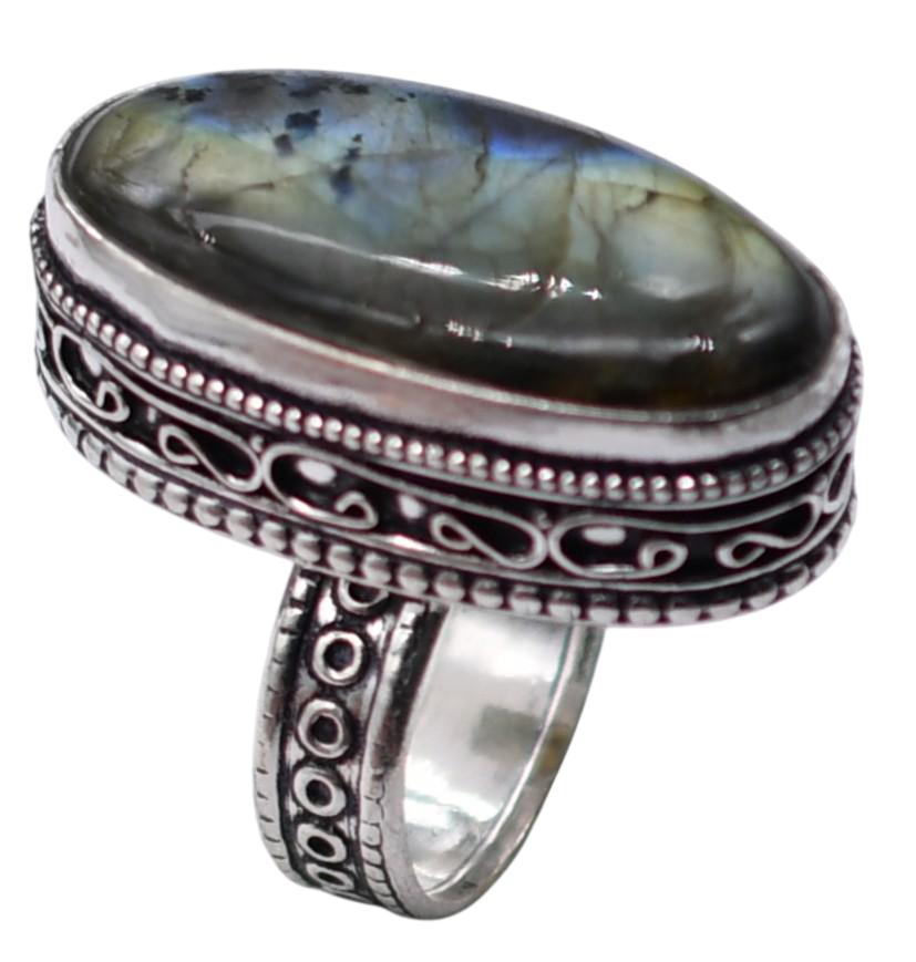 Labradorite Natural Gemstone Ethnic Antique Ring US Size-7.25 R 4405