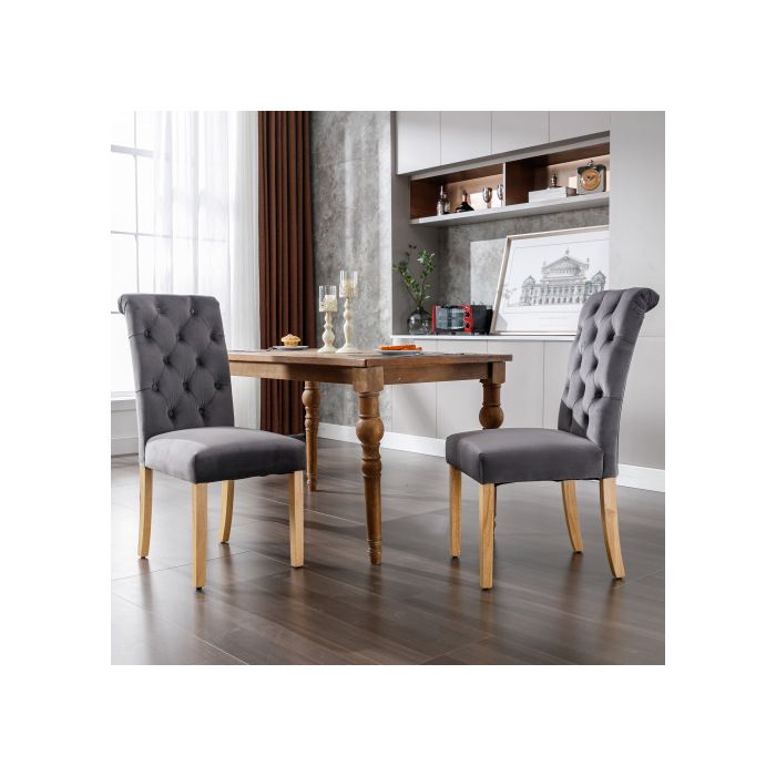 Ensemble De Chaises - MUVOE - 6 Chaises En Velours - Pieds En Chêne - Confort Optimal - Design Moderne