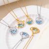 Locket-shaped Blue Planet Necklace Accessory for Women, Simple and Elegant Lockbone Chain Accessory for Women